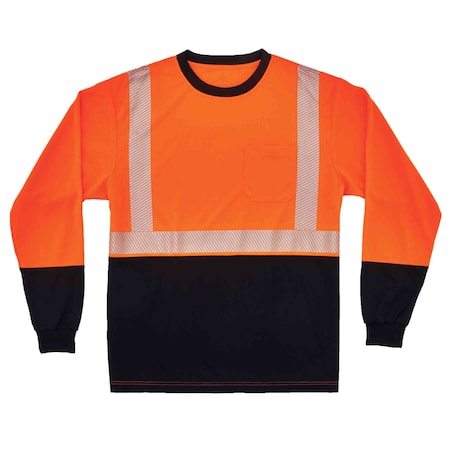 Ergodyne Long Sleeve Hi-Vis Shirt, 100% polyester, Orange, XS 8281BK